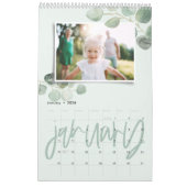 Modern minimaal eucalyptusfotoscript voor waterver kalender (Jan 2026)