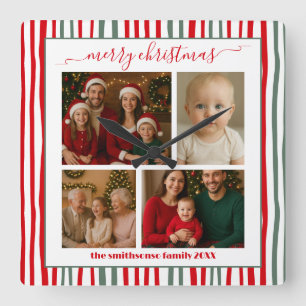 Modern Minimaal familie Foto vrolijk Kerstmis Vierkante Klok