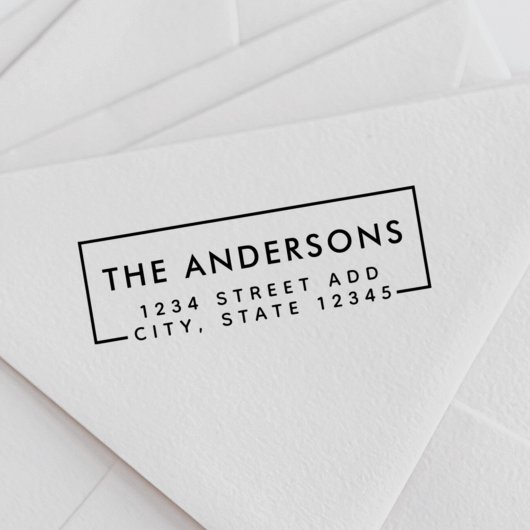 Modern minimaal familienaam retouradres rubberstempel
