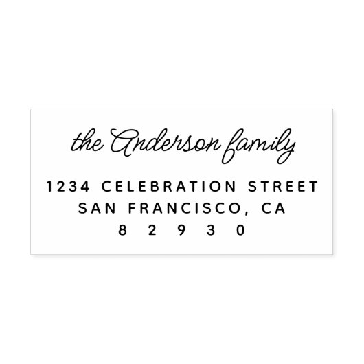 Modern minimaal familienaam script retouradres  zelfinktende stempel (Design)