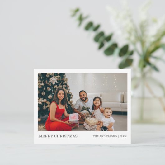 Modern minimaal familieportret | vrolijk kerstfees feestdagenkaart (Staand voorkant)