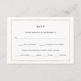 Modern minimaal | Faux Gold Border Maaltijd Keuze  RSVP Kaartje
