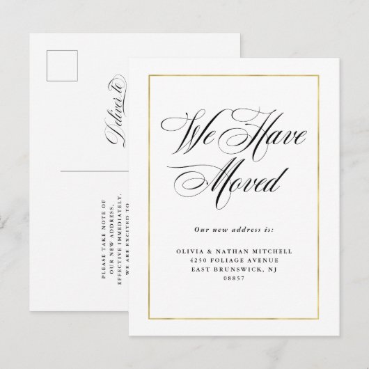 Modern minimaal | Faux Gold Verhuisaankondiging Aankondigingskaart (Voorkant / Achterkant)