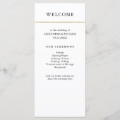 Modern minimaal | Faux gouden grens bruiloft progr Programmakaart (Voorkant)