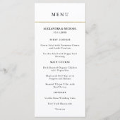 Modern minimaal | Faux gouden rand bruiloft menu (Voorkant)