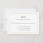 Modern minimaal | Faux gouden rand RSVP (Voorkant)