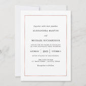 Modern minimaal | Faux Roos gouden grens bruiloft Kaart (Voorkant)