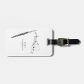 Modern Minimaal Fluit Zwart-wit Monogram Bagagelabel (Voorkant horizontaal)