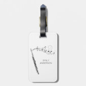 Modern Minimaal Fluit Zwart-wit Monogram Bagagelabel (Achterkant verticaal)