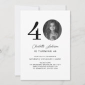 Modern, minimaal, foto, 40. Birthday Kaart (Voorkant)