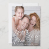 Modern minimaal foto elegant script nieuw jaar feestdagenkaart (Voorkant)