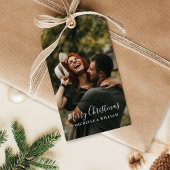 Modern Minimaal Foto Kerstscript Cadeaulabel