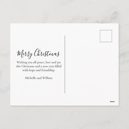 Modern Minimaal Foto Kerstscript Feestdagenkaart (Achterkant)