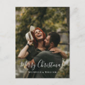 Modern Minimaal Foto Kerstscript Feestdagenkaart (Voorkant)