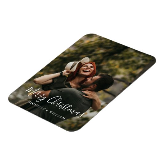 Modern Minimaal Foto Kerstscript Magneet (Linkerzijde)