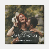 Modern Minimaal Foto Kerstscript Magneet (Voorkant)