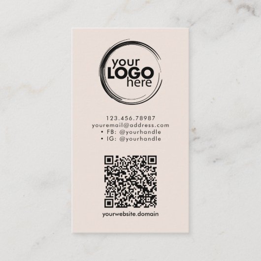 Modern minimaal - Foto Logo QR-code Visitekaartje (Achterkant)