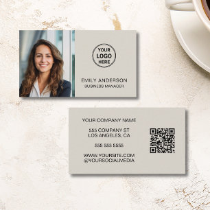 Modern Minimaal Foto Logo QR Professioneel Visitekaartje