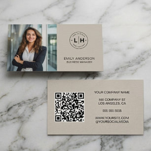 Modern Minimaal Foto Logo QR Visitekaartje