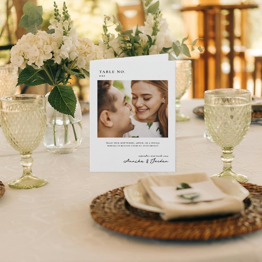 Modern Minimaal Foto | Tafel Nummer Bruiloftgasten Kaart