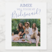 Modern Minimaal Foto | Wil je mijn bruidsmeisje zi Wijn Etiket (Enkel label)