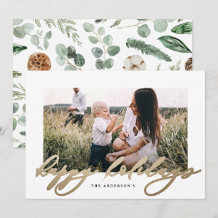 Modern minimaal fotoreitelegant script feestdagenkaart