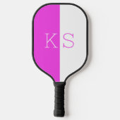 Modern minimaal Fuchsia Roze & Wit Monogram Pickleball Paddle (Achterkant)