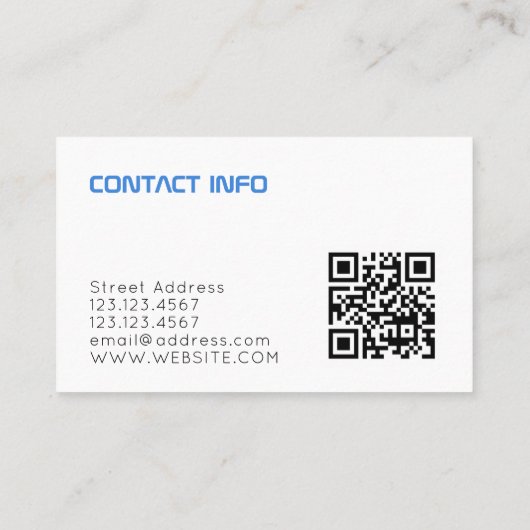 Modern minimaal futuristisch blauw visitekaartje (Achterkant)