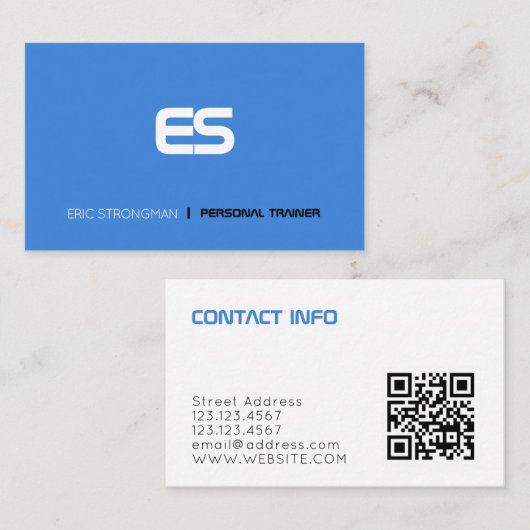 Modern minimaal futuristisch blauw visitekaartje (Voorkant / Achterkant)