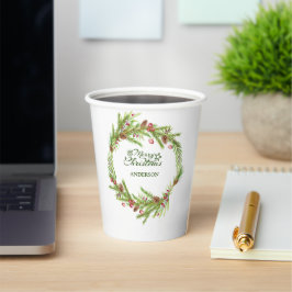Modern minimaal gebladerte Elegant script kerst Papieren Bekers
