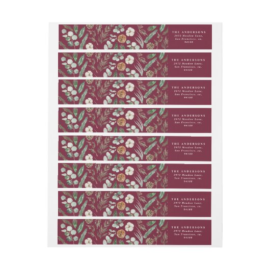 Modern minimaal gebladerte winter bordeaux geblade (Vel)