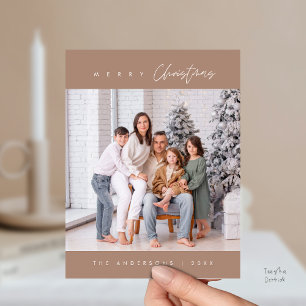 Modern Minimaal, Gelukkig Kerstmis Familie Foto Briefkaart