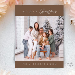 Modern Minimaal, Gelukkig Kerstmis Familie Foto Briefkaart