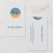 Modern Minimaal Geometrisch Blauw Geel & Wit Visitekaartje (Voorkant / Achterkant)