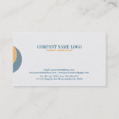 Modern Minimaal Geometrisch Blauw Geel & Wit Visitekaartje (Achterkant)