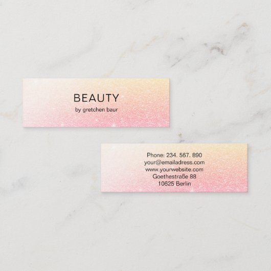 Modern minimaal glitter-mini-Visitekaartje Mini Visitekaartje (Voorkant / Achterkant)