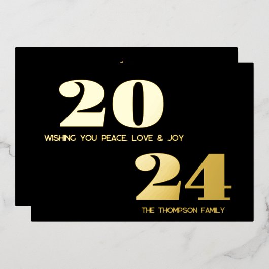 Modern minimaal goud elegant folie feestdagenkaart (Voorkant / Achterkant)