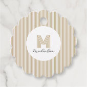 Modern Minimaal Goud Strepen Monogram Bedankjes Labels (Voorkant)
