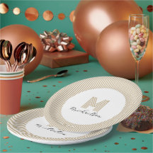 Modern Minimaal Goud Strepen Monogram