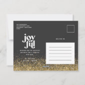 modern minimaal grafisch jochtig zwart en goud feestdagenkaart (Achterkant)