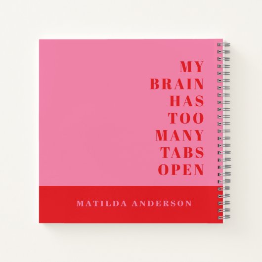 Modern minimaal grappig rood, roze typografie tijd notitieboek (Achterkant)