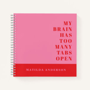 Modern minimaal grappig rood, roze typografie tijd notitieboek