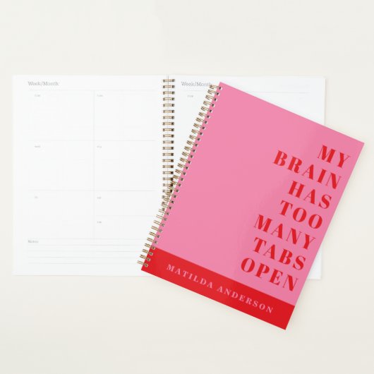 Modern minimaal grappig rood, roze typografie tijd planner (Display)