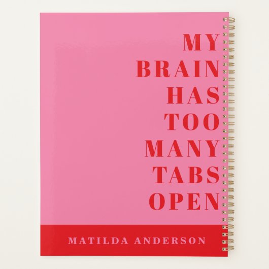 Modern minimaal grappig rood, roze typografie tijd planner (Achterkant)