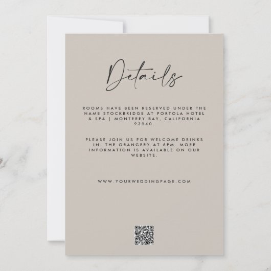 Modern minimaal grijs detail QR-code bruiloft Kaart (Achterkant)