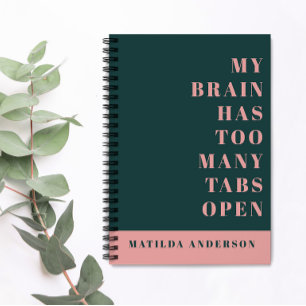 Modern minimaal groen en roze typografie tijdschri notitieboek