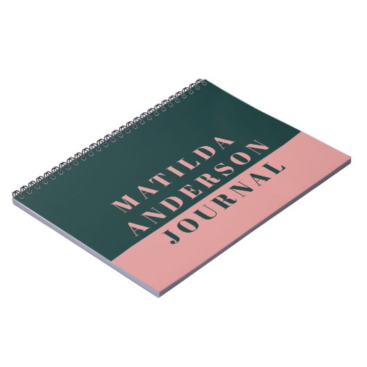 Modern minimaal groen en roze typografie tijdschri notitieboek (Linkerzijde)