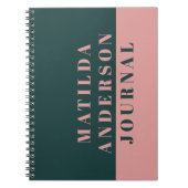 Modern minimaal groen en roze typografie tijdschri notitieboek (Voorkant)