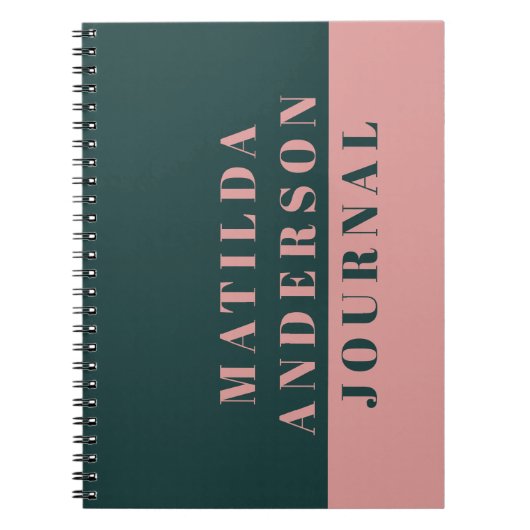 Modern minimaal groen en roze typografie tijdschri notitieboek (Voorkant)