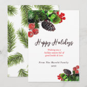 Modern minimaal groen gebladerte vakantie elegant feestdagenkaart (Voorkant / Achterkant)